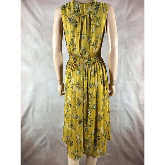 LONDON TIMES Golden Floral Smocked Waist Midi Dress Size 2 - Picture 7 of 7
